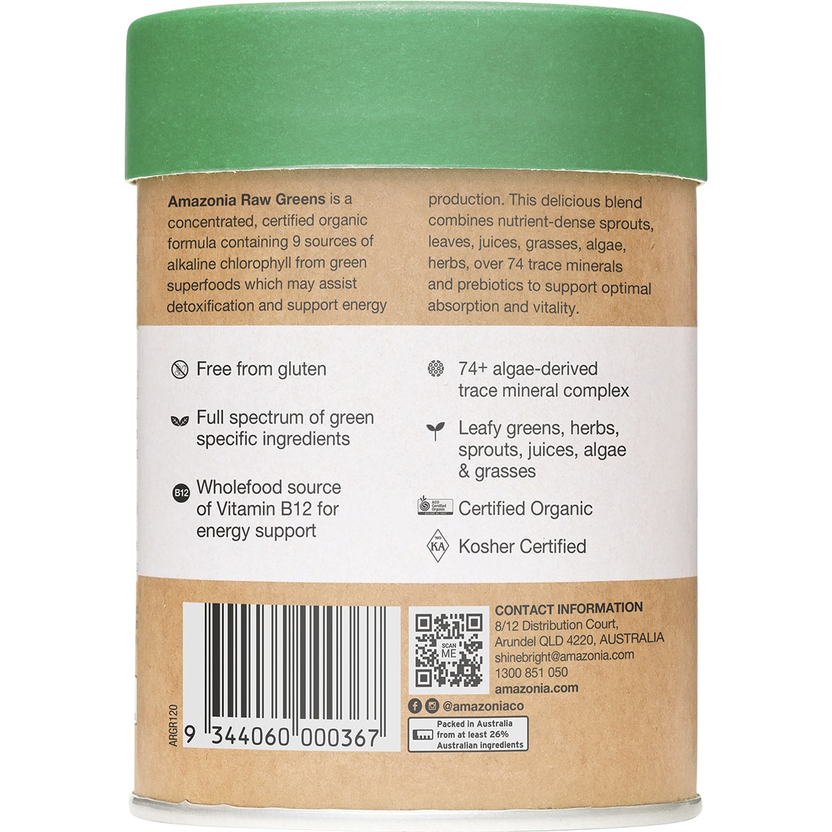 AMAZONIA Raw Nutrients Greens Mint & Vanilla 1 x 120g
