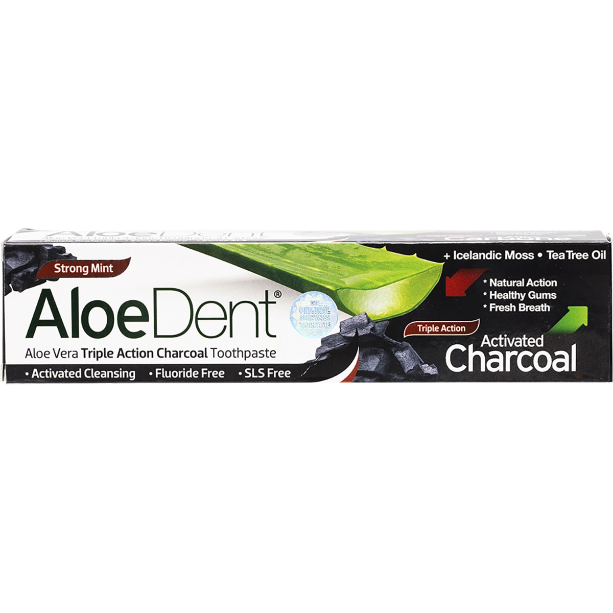ALOE DENT Toothpaste Fluoride Free Triple Action Charcoal 1 x 100ml