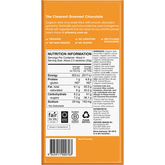 ALTER ECO Chocolate Organic Salted Caramel Dark Truffle Thins x 12