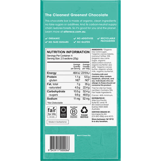 ALTER ECO Chocolate Organic Dark Coconut Toffee x 12