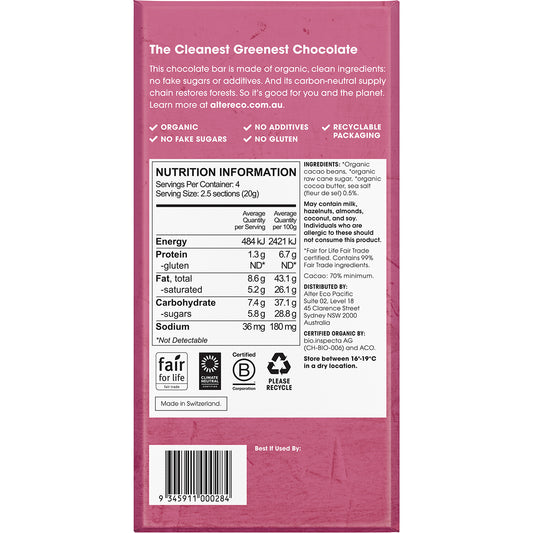 ALTER ECO Chocolate Organic Dark Sea Salt x 12