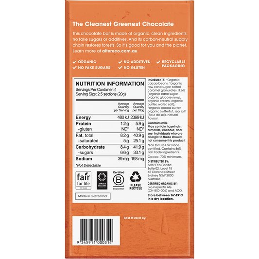 Alter Eco Chocolate Organic Dark Burnt Caramel - Box of 12