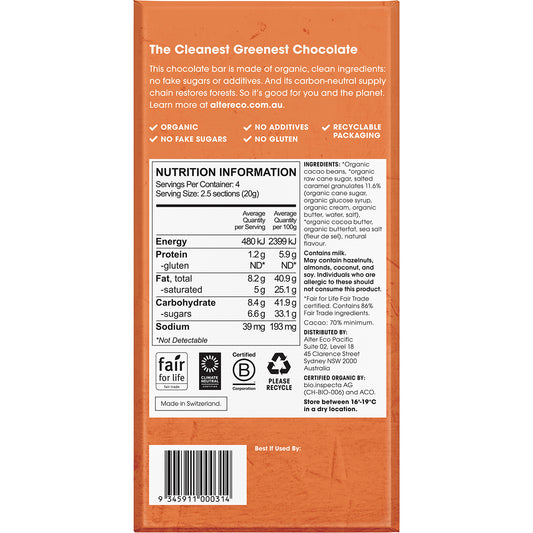 ALTER ECO Chocolate Organic Dark Burnt Caramel x 12