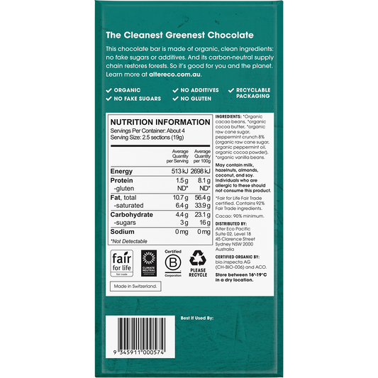 Alter Eco Chocolate Organic Dark Mint Blackout - Box of 12