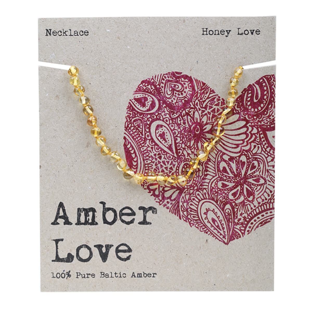 AMBER LOVE Children's Necklace 100% Baltic Amber Honey 1 x 33cm