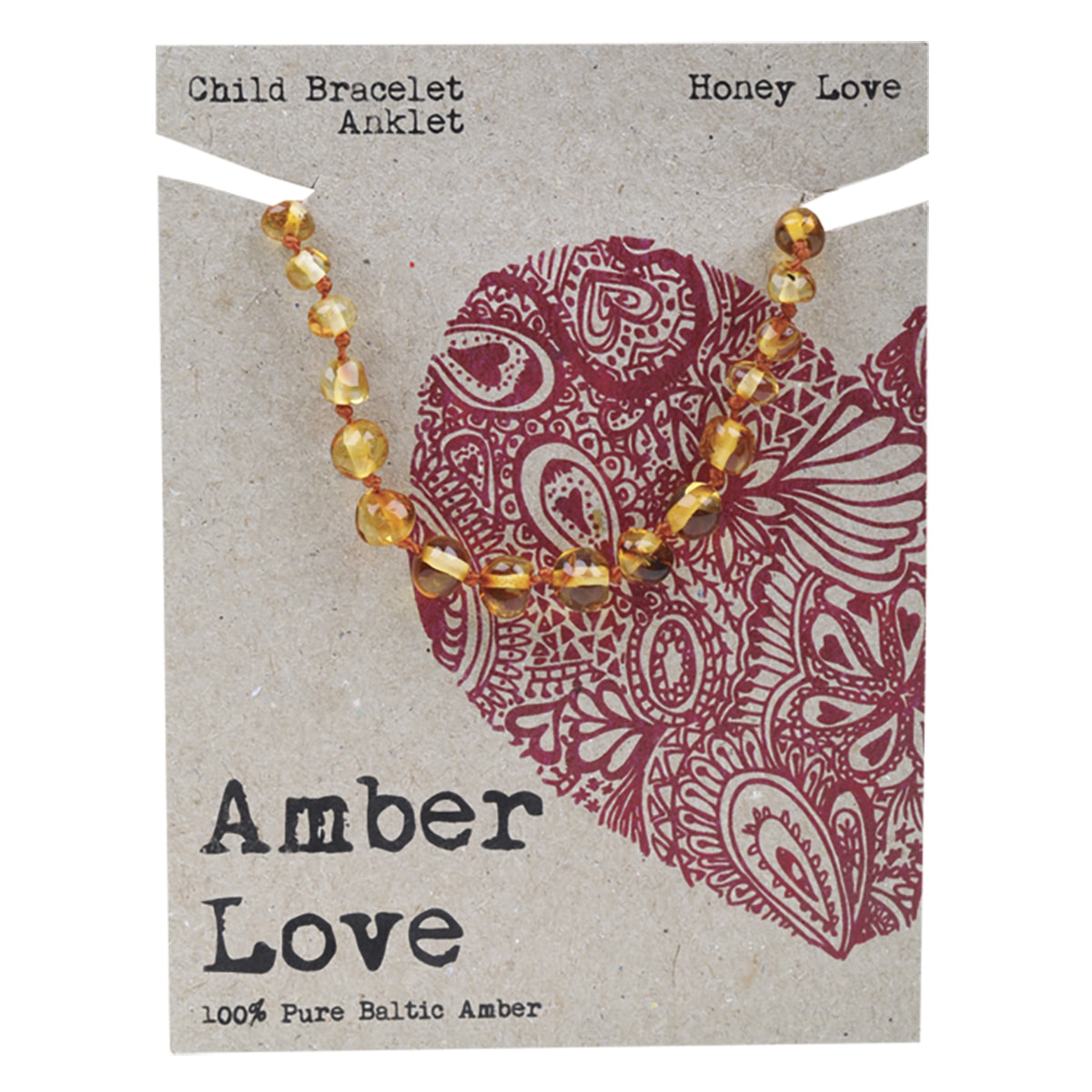 AMBER LOVE Children's Bracelet/Anklet 100% Baltic Amber Honey 1 x 14cm