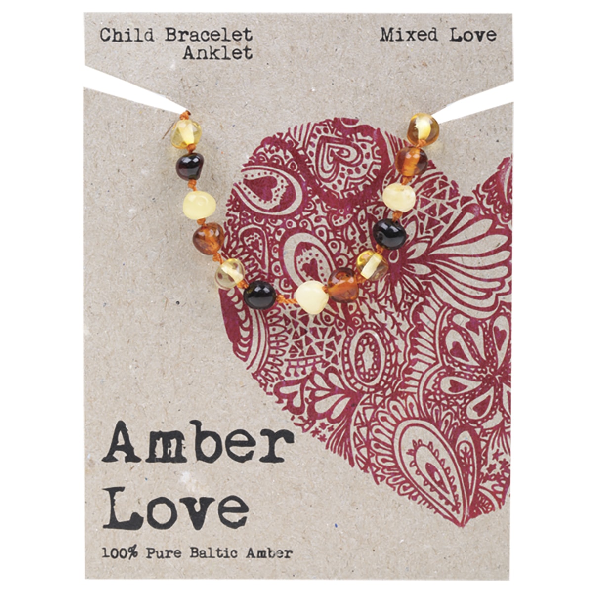AMBER LOVE Children's Bracelet/Anklet 100% Baltic Amber Mixed 1 x 14cm