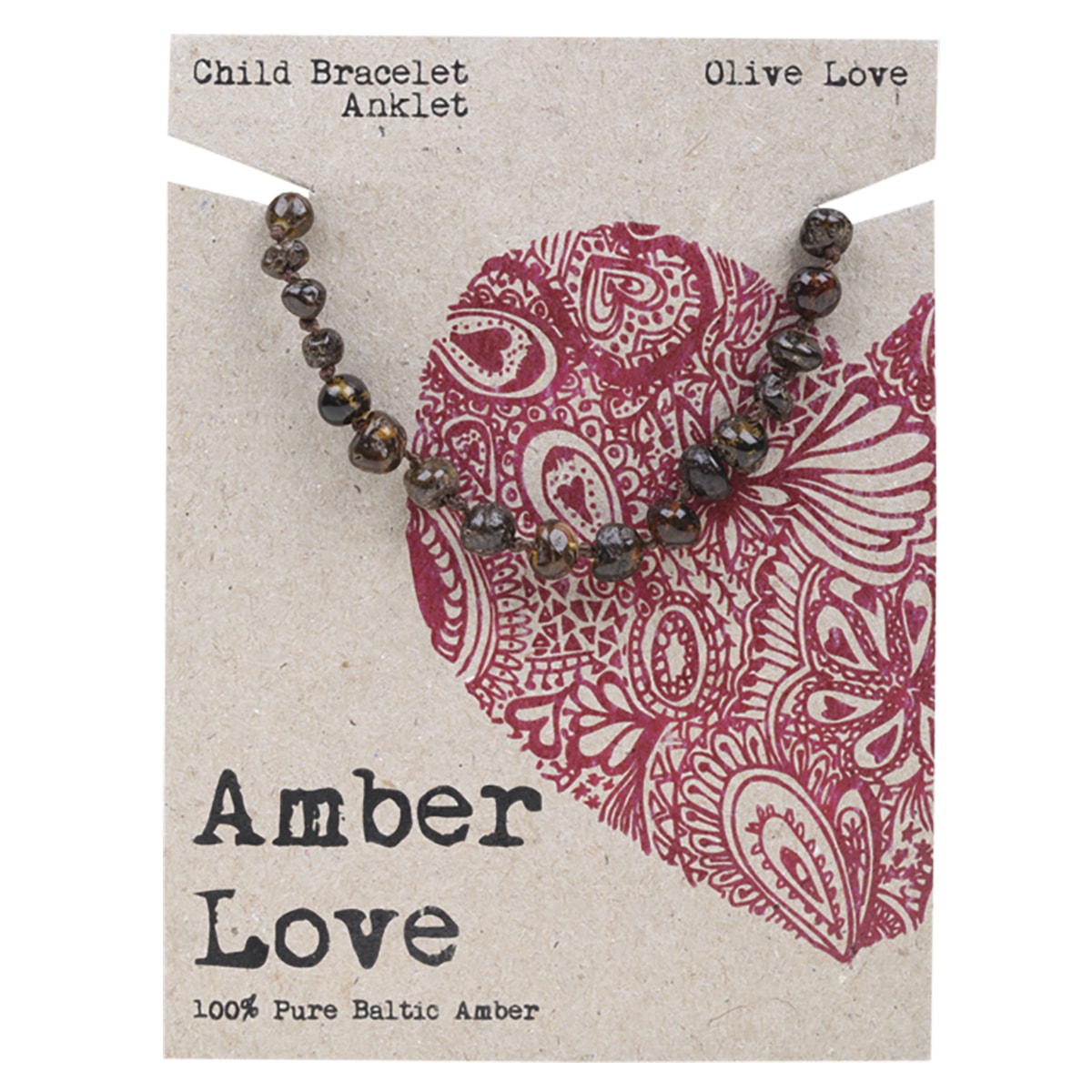 AMBER LOVE Children's Bracelet/Anklet 100% Baltic Amber Olive 1 x 14cm