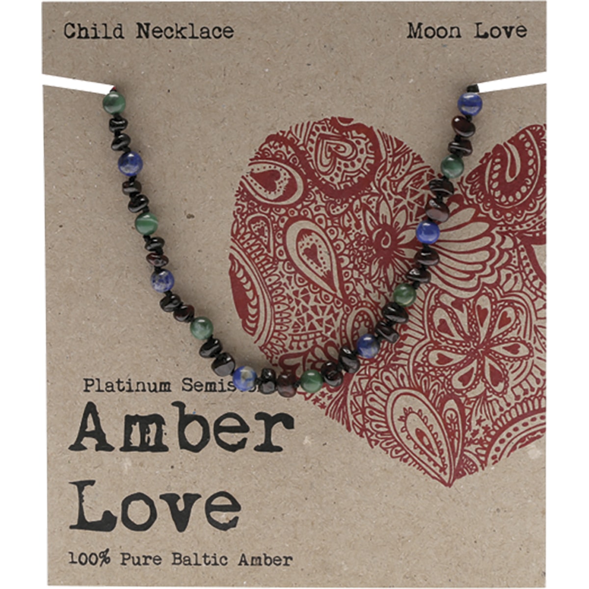 AMBER LOVE Children's Necklace 100% Baltic Amber Moon 1 x 33cm