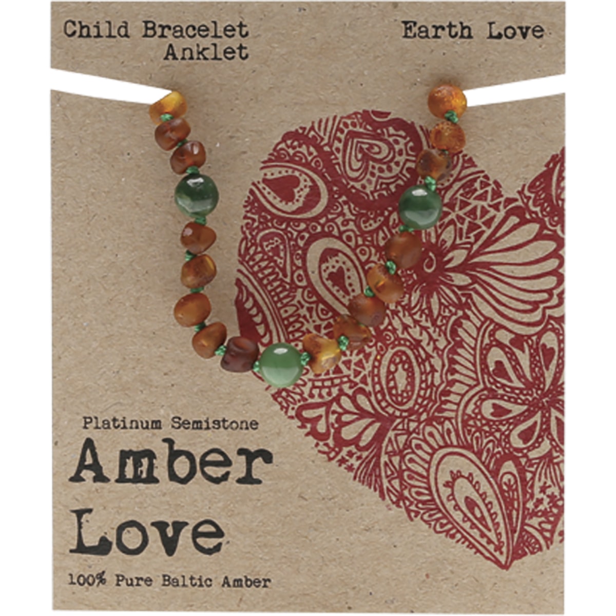 AMBER LOVE Children's Bracelet/Anklet 100% Baltic Amber Earth 1 x 14cm