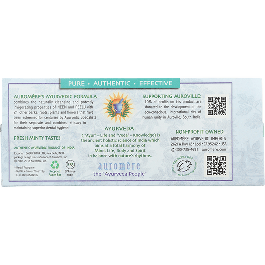 Auromere Toothpaste Ayurvedic Fresh Mint Fluoride Free - Box of 6