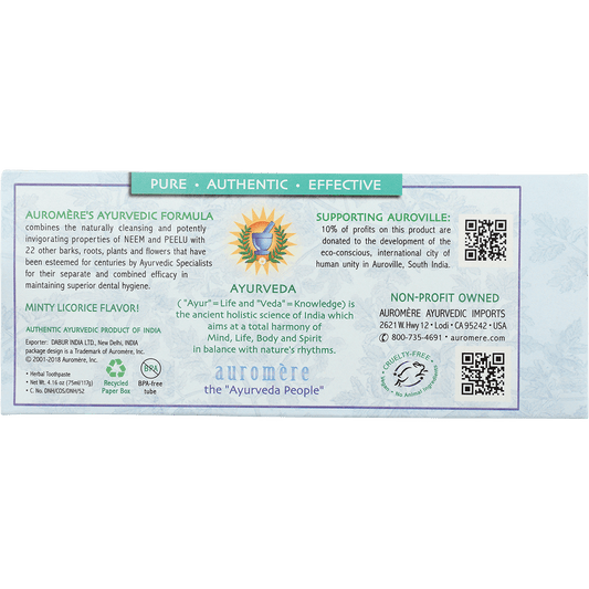 Auromere Toothpaste Ayurvedic Classic Licorice Fluoride Free - Box of 6