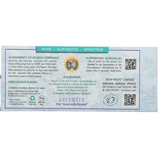 Auromere Toothpaste Ayurvedic Mint Free Fluoride Free - Box of 6