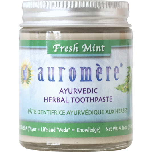 AUROMERE Toothpaste Ayurvedic Fresh Mint Toothpaste in a Jar 6 x 117g