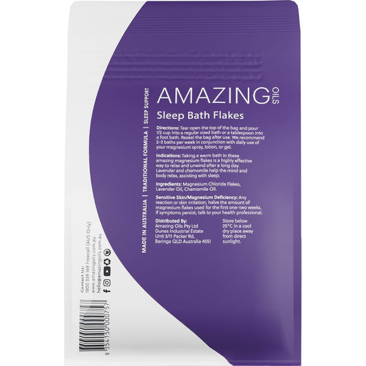 AMAZING OILS Magnesium Sleep Bath Flakes with Lavender & Chamomile 1 x 800g