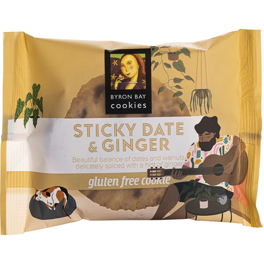 BYRON BAY Gluten Free Cookies Sticky Date & Ginger x 12