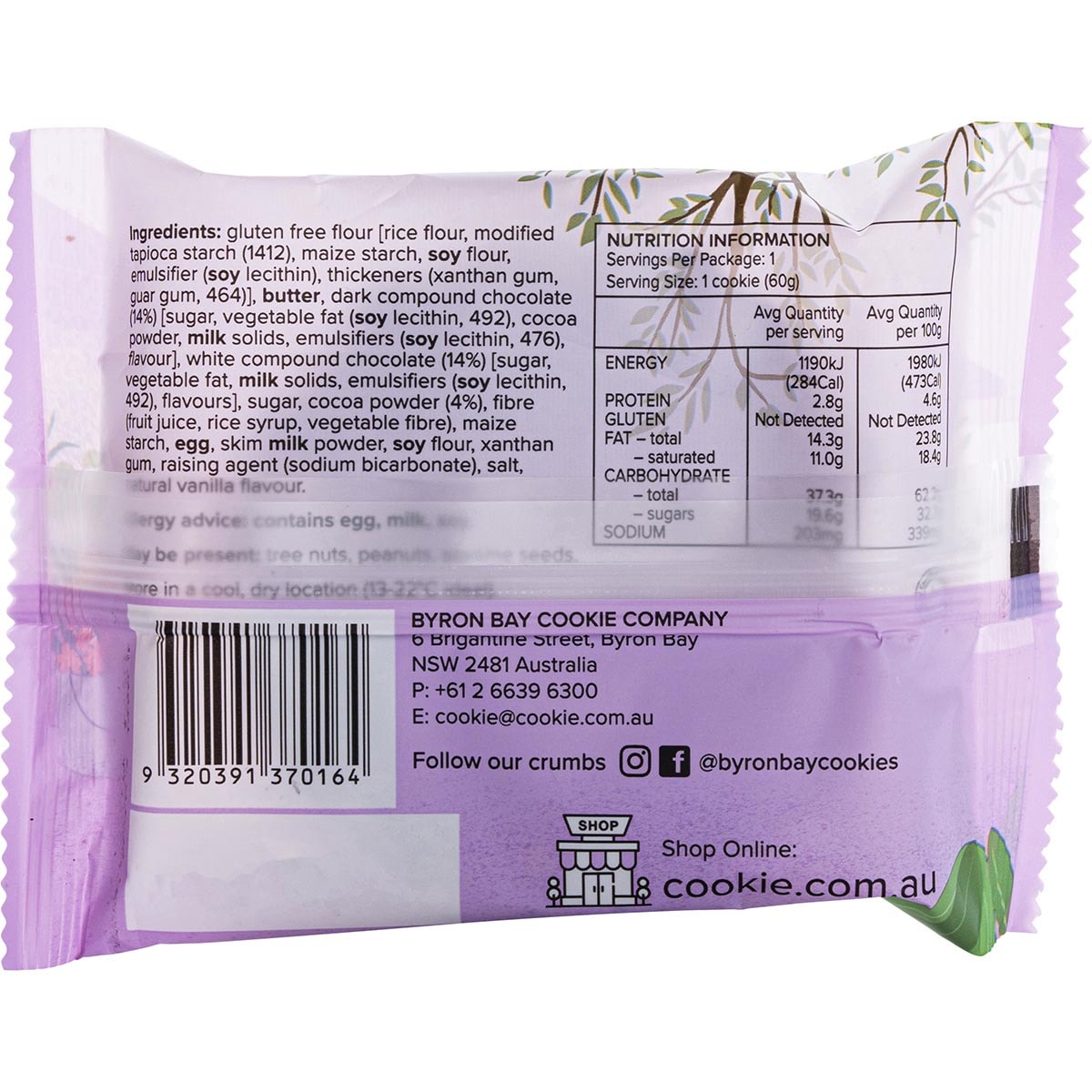 BYRON BAY Gluten Free Cookies Triple Choc Fudge x 12