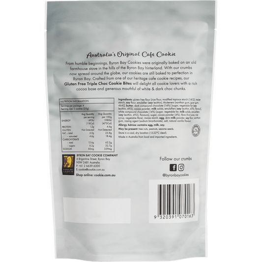 Byron Bay Cookies Gluten Free Cookie Bites Triple Choc Fudge - Box of 6