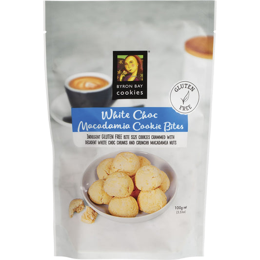 BYRON BAY Gluten Free Cookie Bites White Choc Macadamia x 6