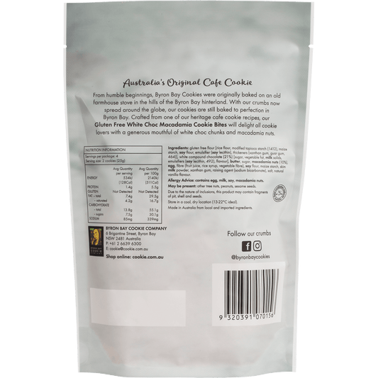 Byron Bay Cookies Gluten Free Cookie Bites White Choc Macadamia - Box of 6