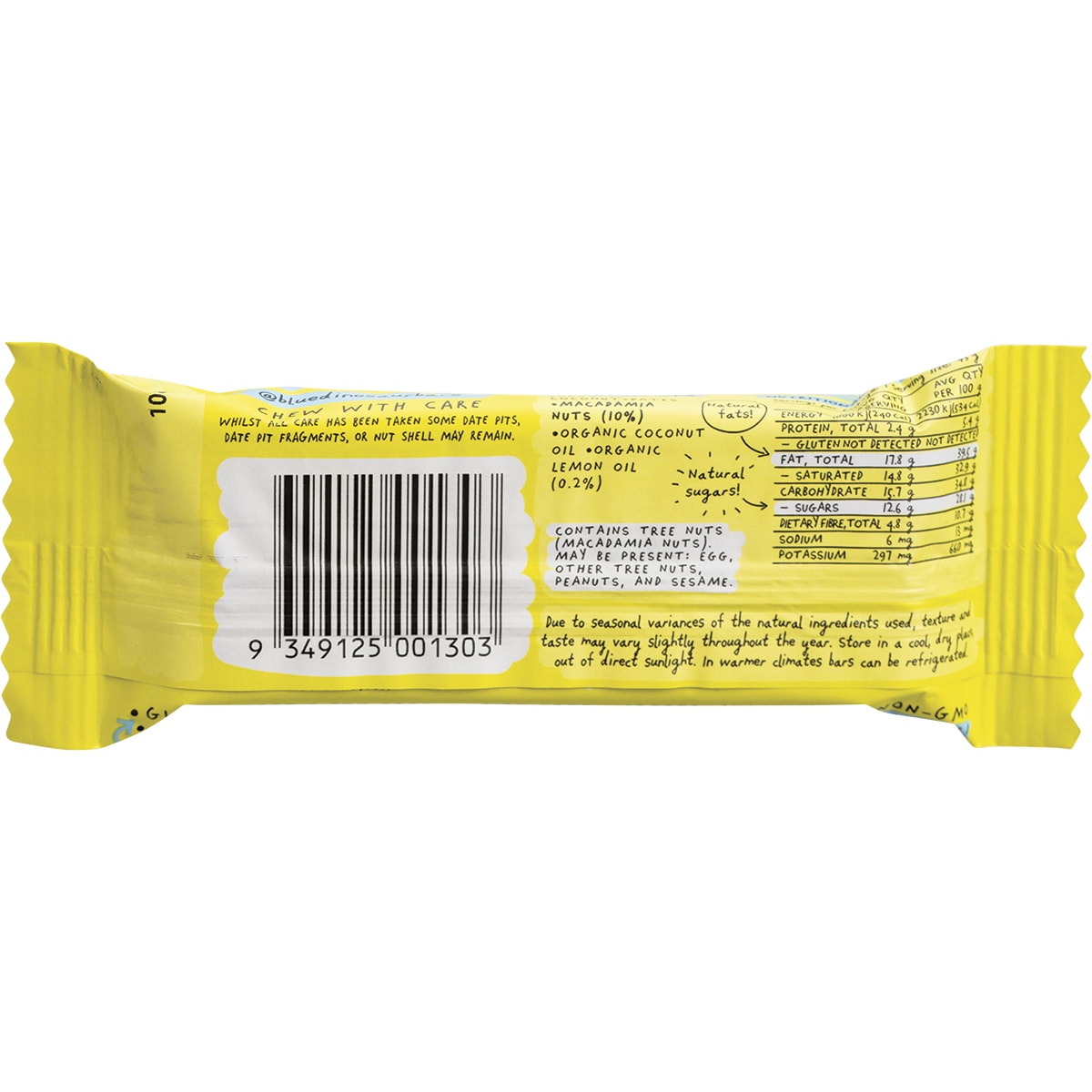 BLUE DINOSAUR Lemon & Macadamia Hand-Baked Bar x 12