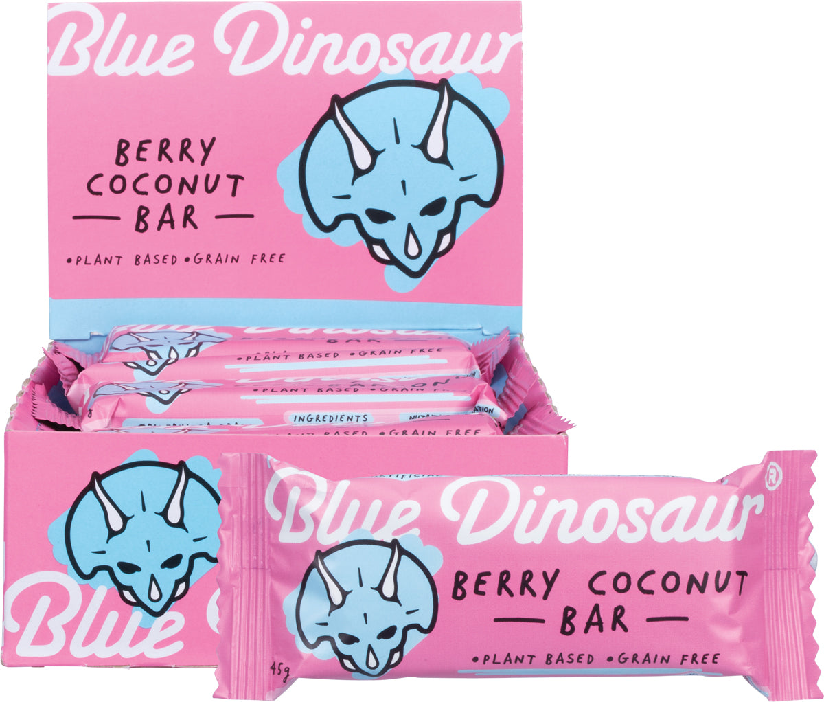 BLUE DINOSAUR Berry Coconut Snack Bar x 12