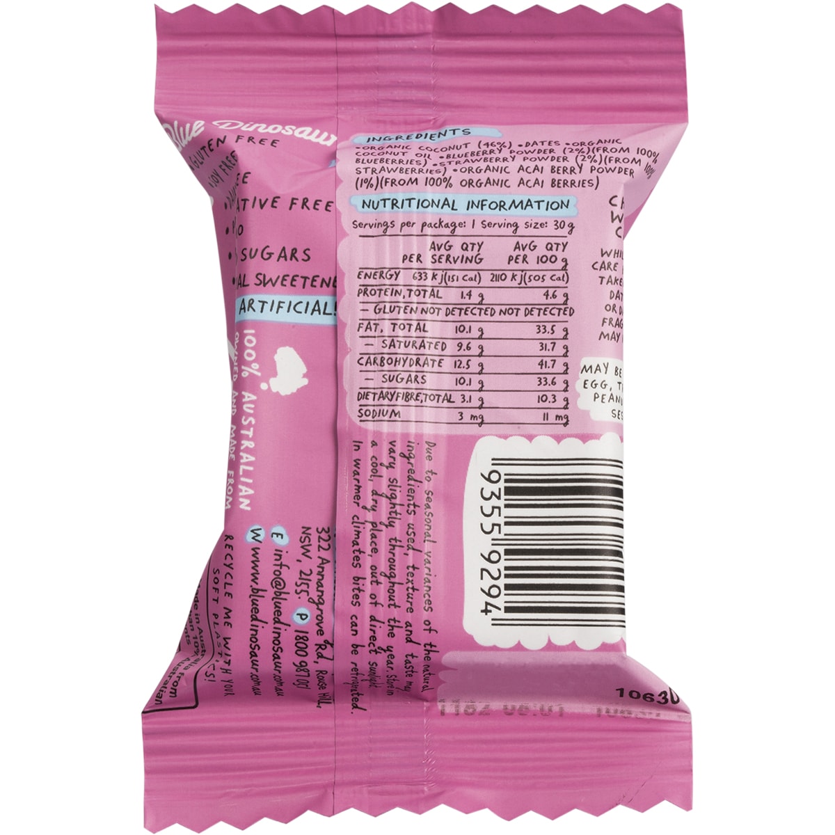 BLUE DINOSAUR Berry & Coconut Bite x 18
