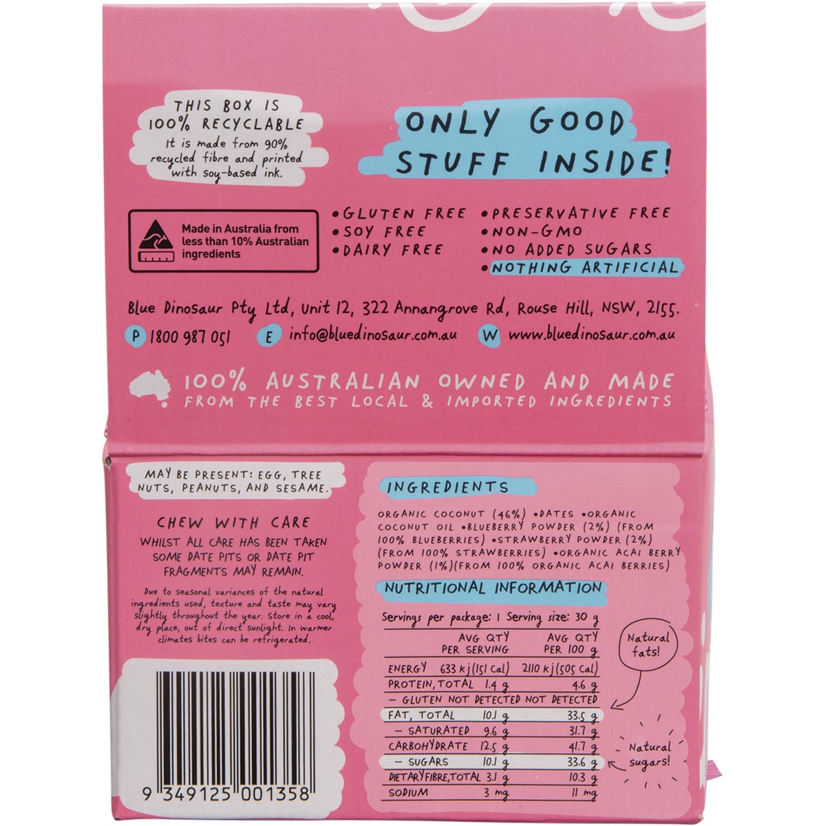 BLUE DINOSAUR Berry & Coconut Bite x 18