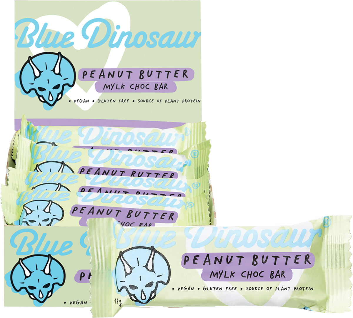 BLUE DINOSAUR Peanut Butter & Mylk Chocolate Vegan Protein Bar x 12