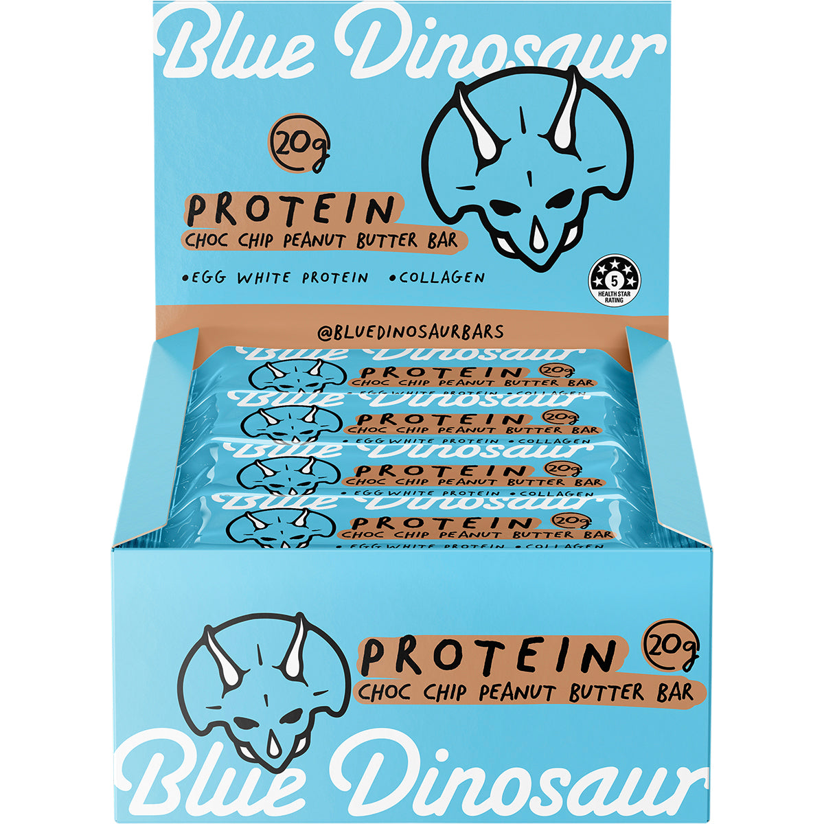 BLUE DINOSAUR Choc Chip Peanut Butter Protein Bar x 12