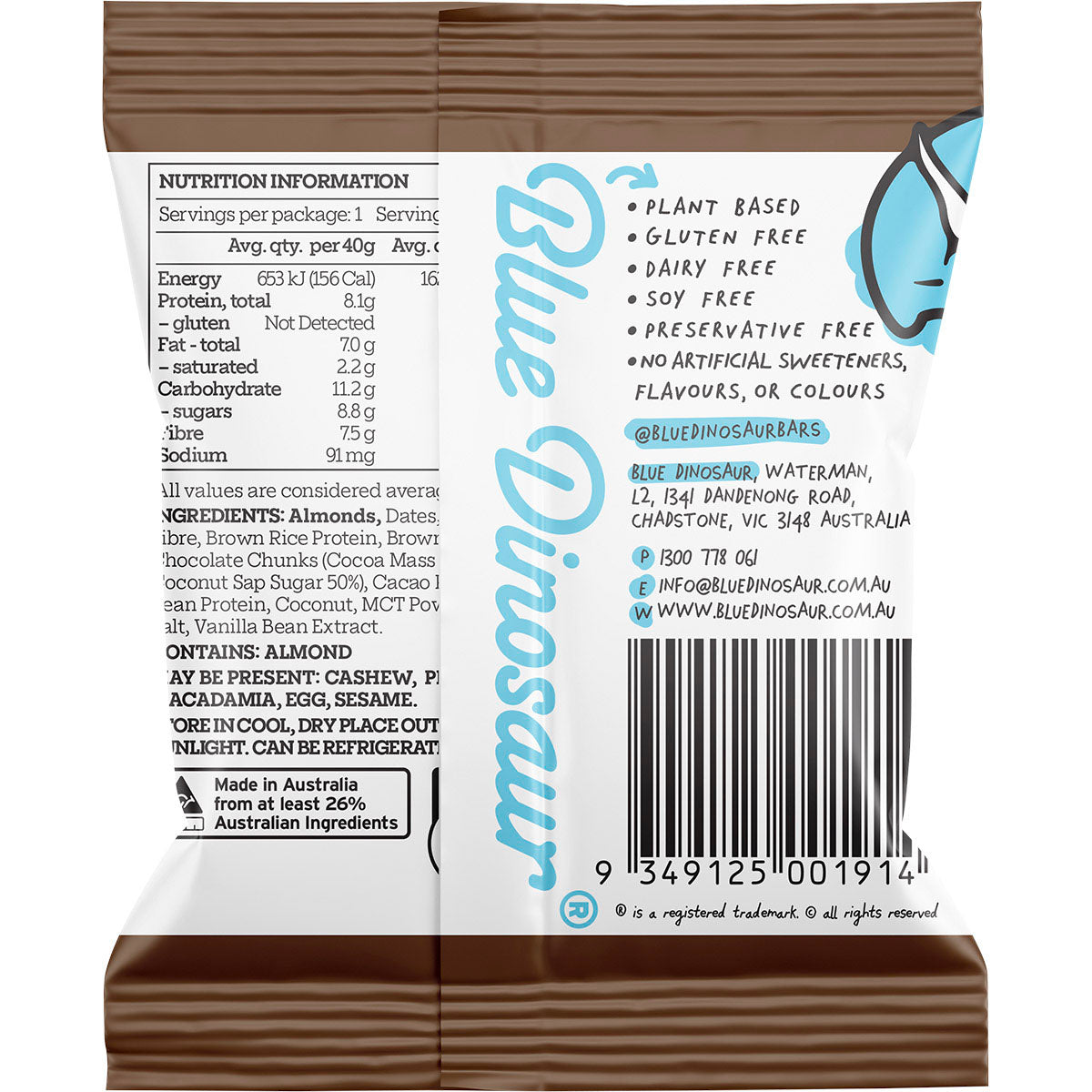 BLUE DINOSAUR Protein Ball Choc Almond x 12
