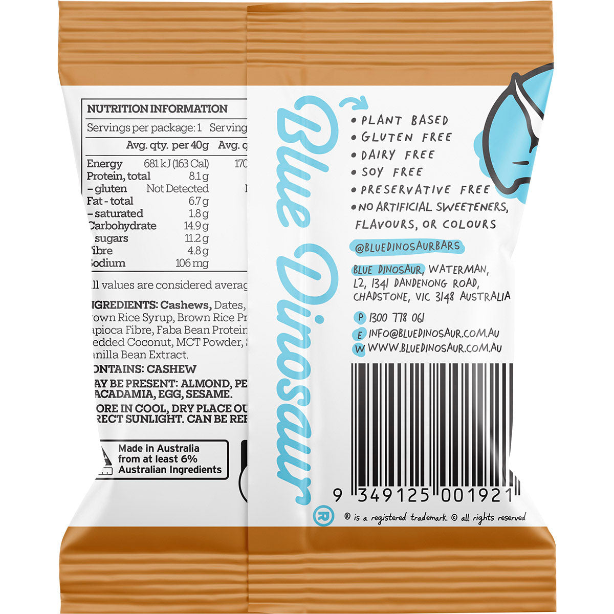 BLUE DINOSAUR Protein Ball Caramel Cashew x 12
