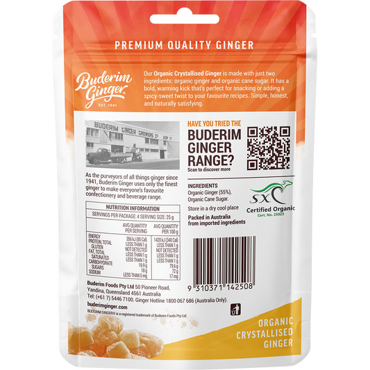 Buderim Ginger Organic Crystallised Ginger Coated in Crunch