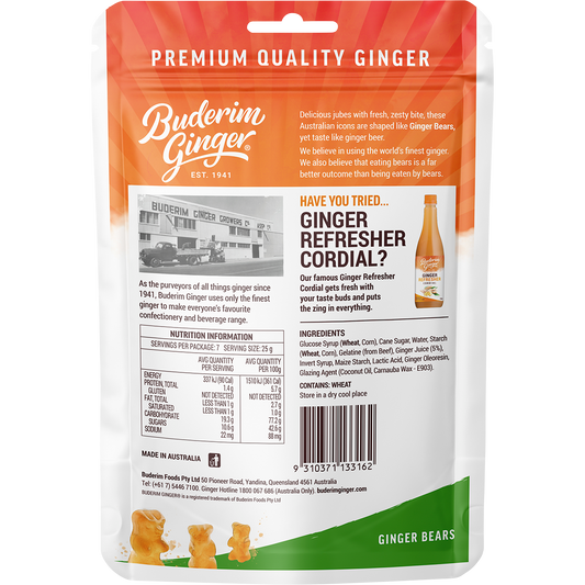 Buderim Ginger Ginger Bears Travel Friendly