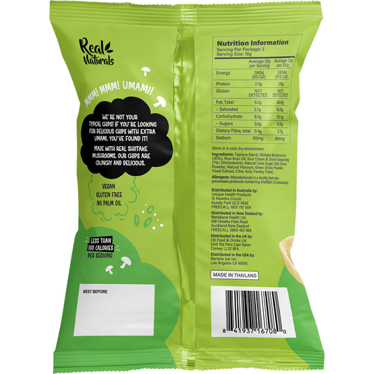 Real Naturals Shiitake Mushroom Chips Sour Cream & Onion - Box of 12