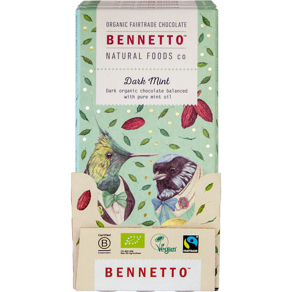 BENNETTO Organic Dark Chocolate Dark Mint x 12