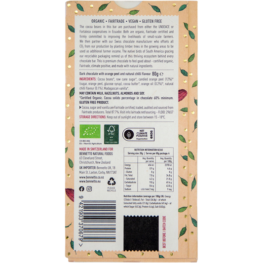 Bennetto Organic Dark Chocolate Orange with Chilli - Box of 12