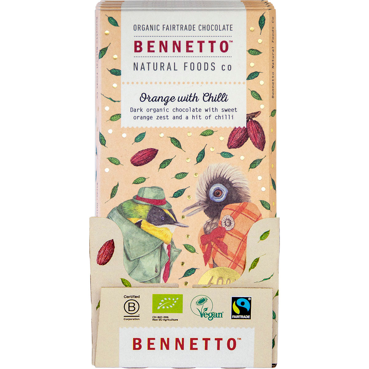 BENNETTO Organic Dark Chocolate Orange with Chilli x 12