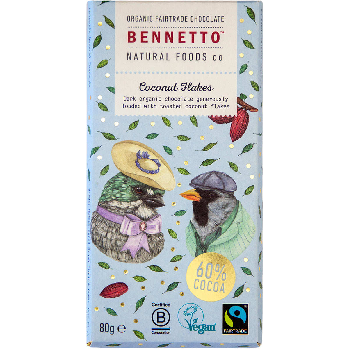 BENNETTO Organic Dark Chocolate Coconut flakes x 12