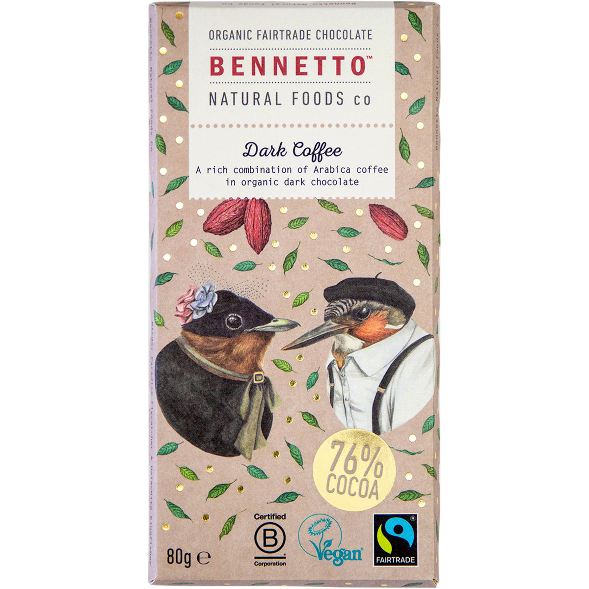BENNETTO Organic Dark Chocolate Dark Coffee x 12