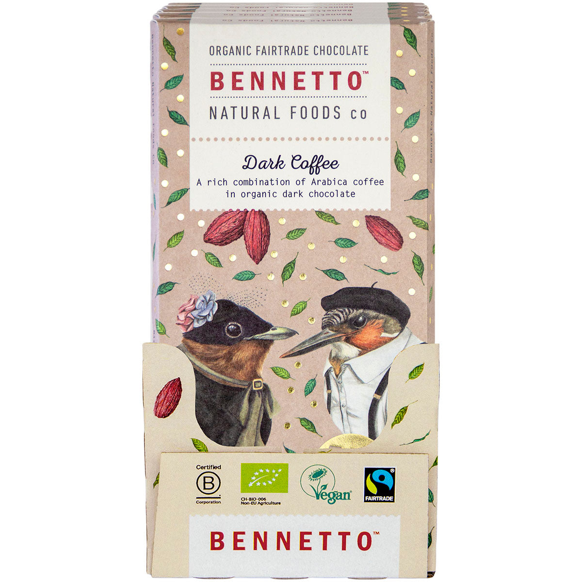 BENNETTO Organic Dark Chocolate Dark Coffee x 12