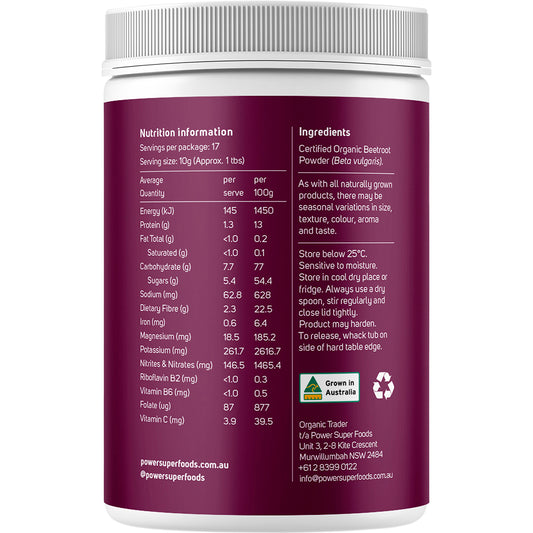 POWER SUPER FOODS Beetroot Powder Certified Organic 1 x 170g