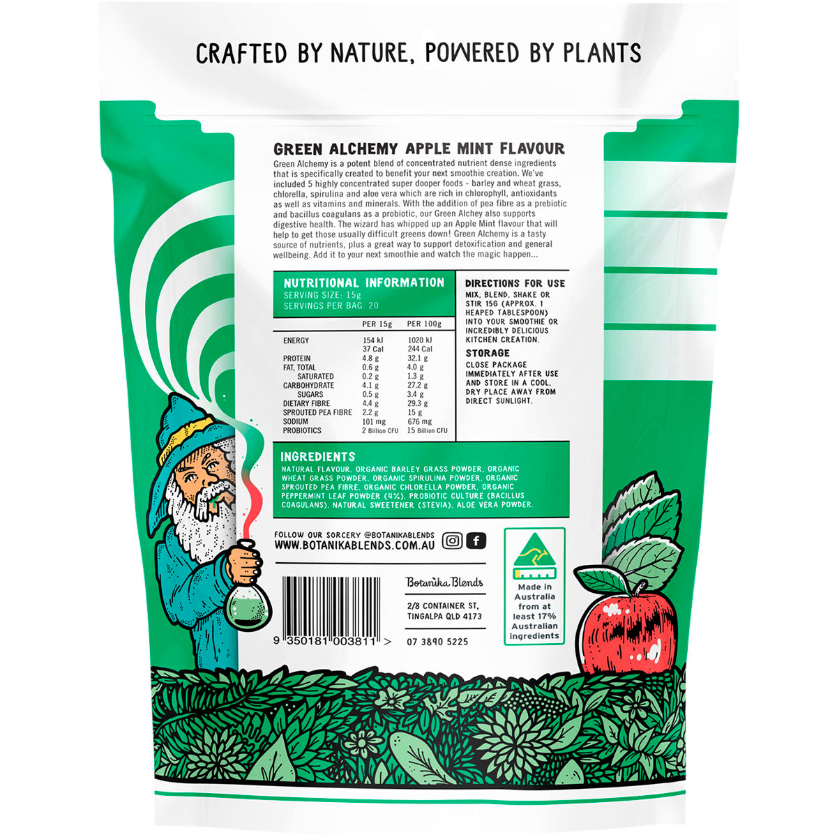 BOTANIKA BLENDS Green Alchemy Nutrient Dense Greens Apple Mint 1 x 300g