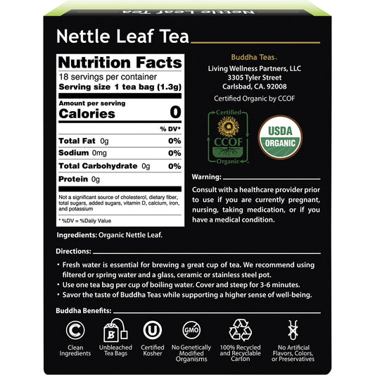 BUDDHA TEAS Organic Herbal Tea Bags Nettle Leaf Tea 1 x 18pk
