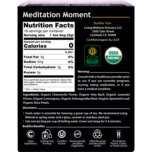 Buddha Teas Organic Herbal Tea Bags Meditation Moment