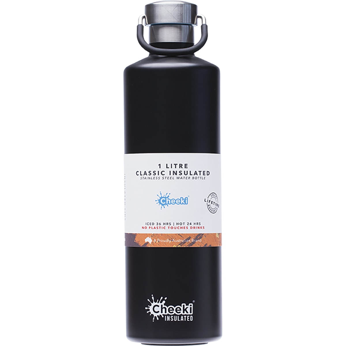 CHEEKI Stainless Steel Bottle Insulated Matte Black 1 x 1L