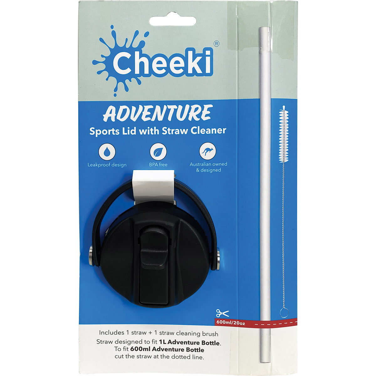 CHEEKI Adventure Sports Lid with Straw Cleaner x 1