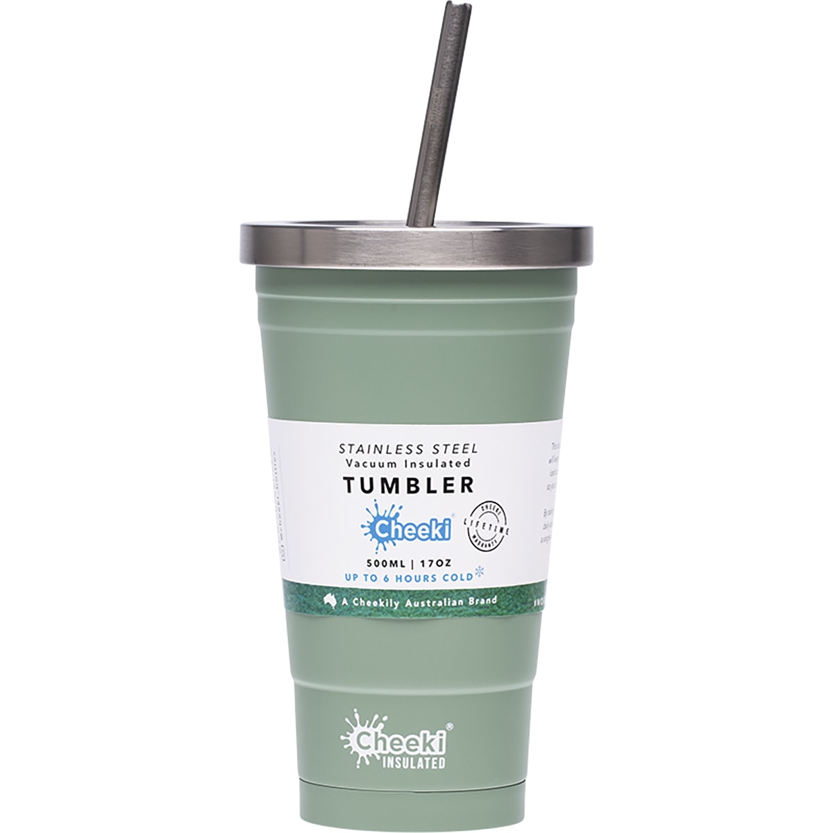 CHEEKI Insulated Tumbler Pistachio with S/Steel Straw 1 x 500ml