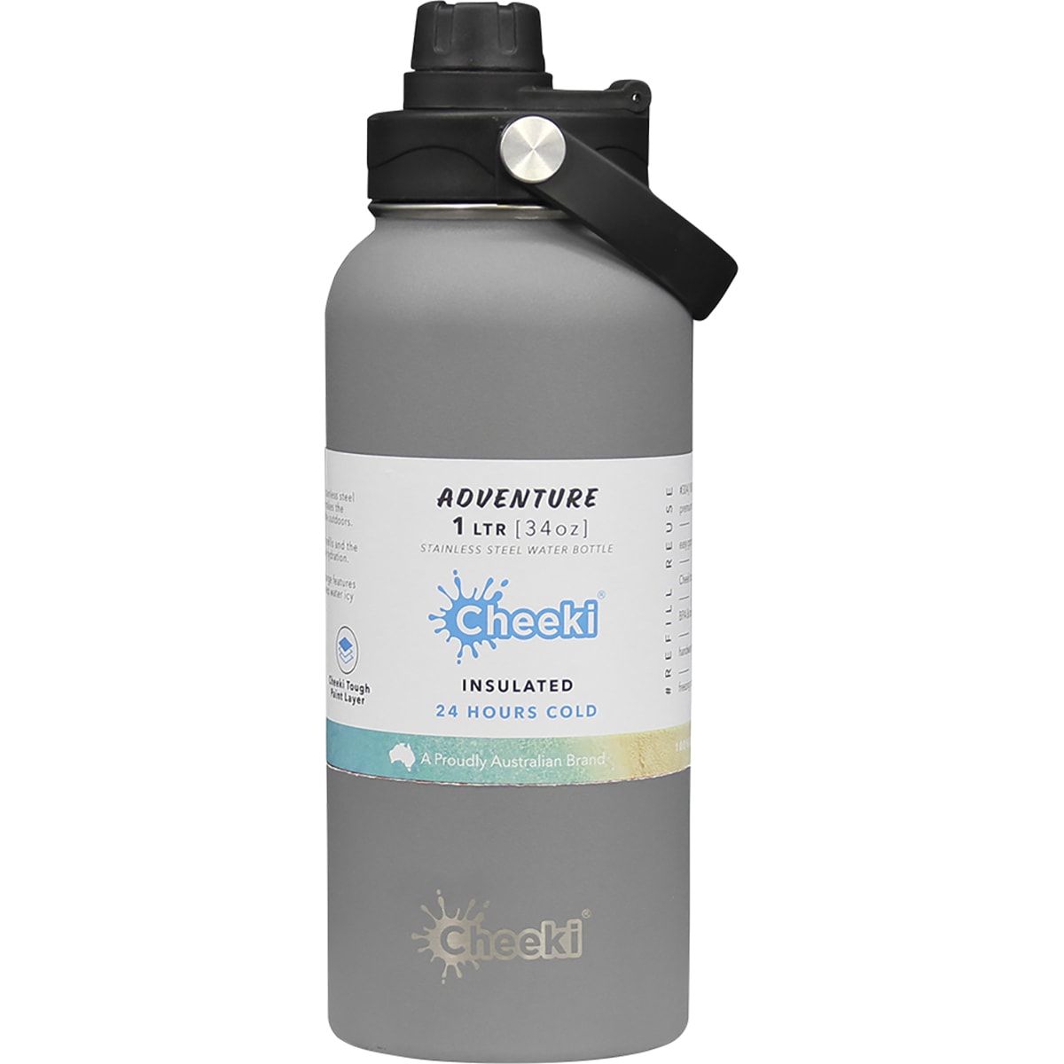 CHEEKI Insulated Adventure Stainless Steel Bottle Slate 1 x 1L