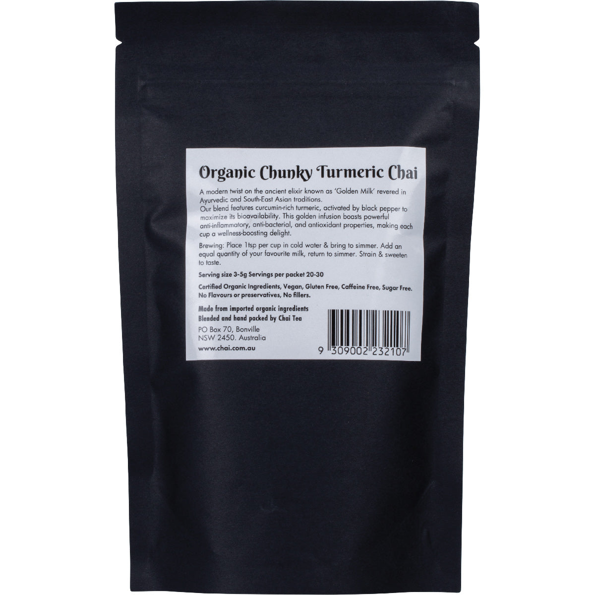 CHAI TEA Organic Chunky Turmeric Chai 1 x 100g